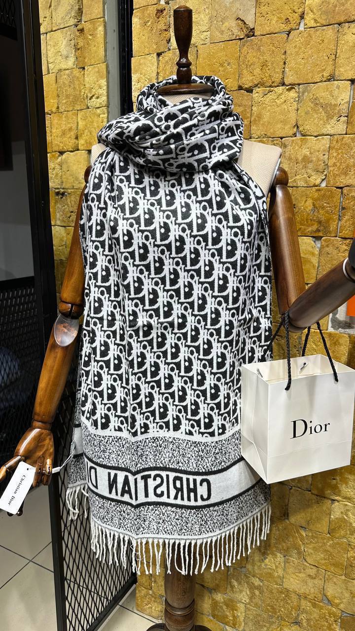 Christian Dior Κασμιρένιο Κασκόλ Μαύρο