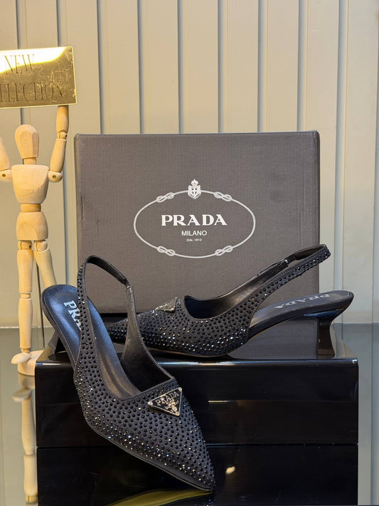 Prada Slingback Crystal Pumps