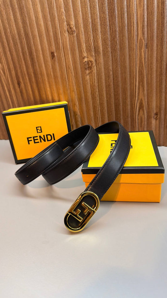 Fendi FF Logo Leather Belt Black
