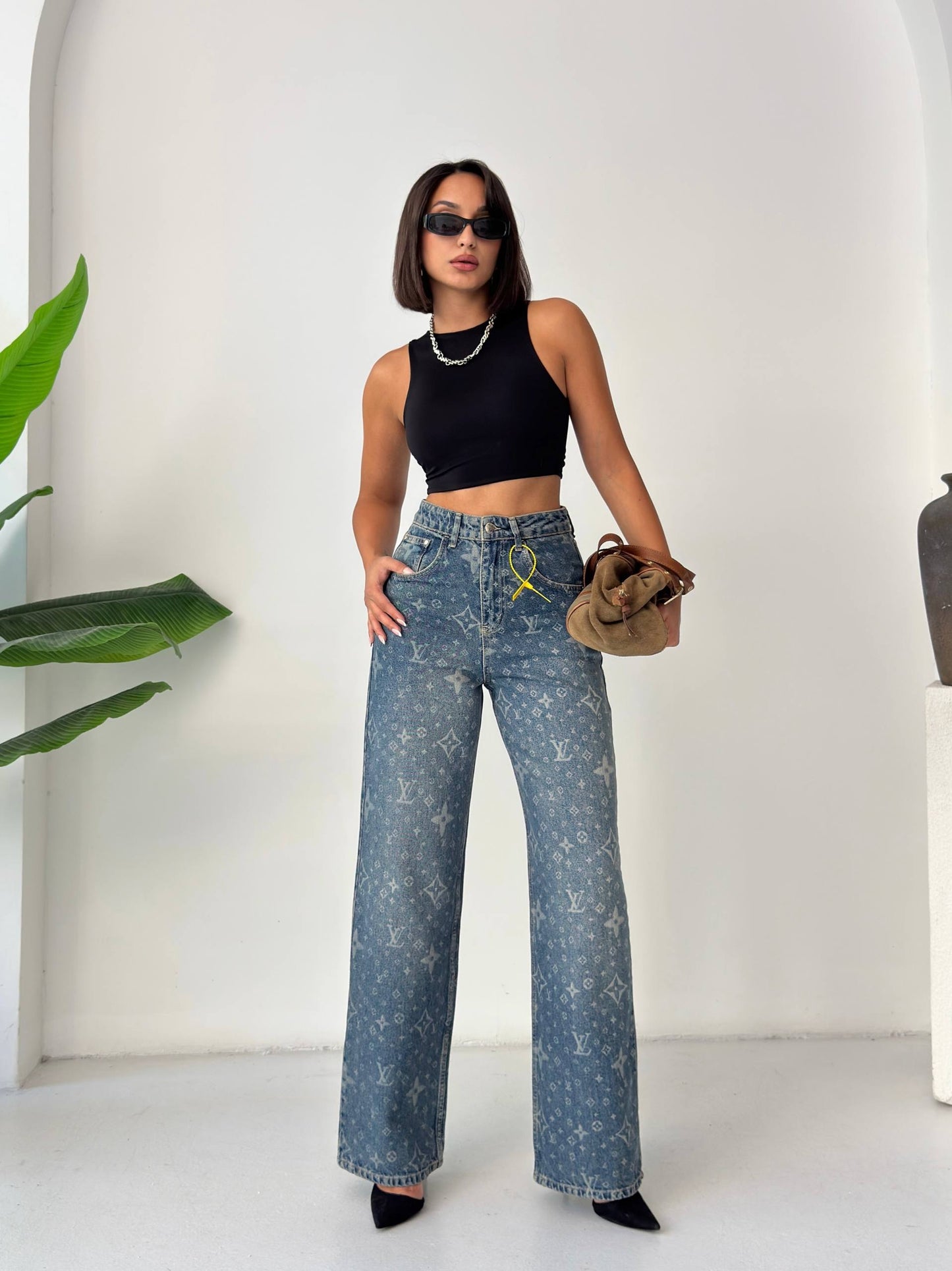 Louis Vuitton Monogram Wide Leg Jeans Blue