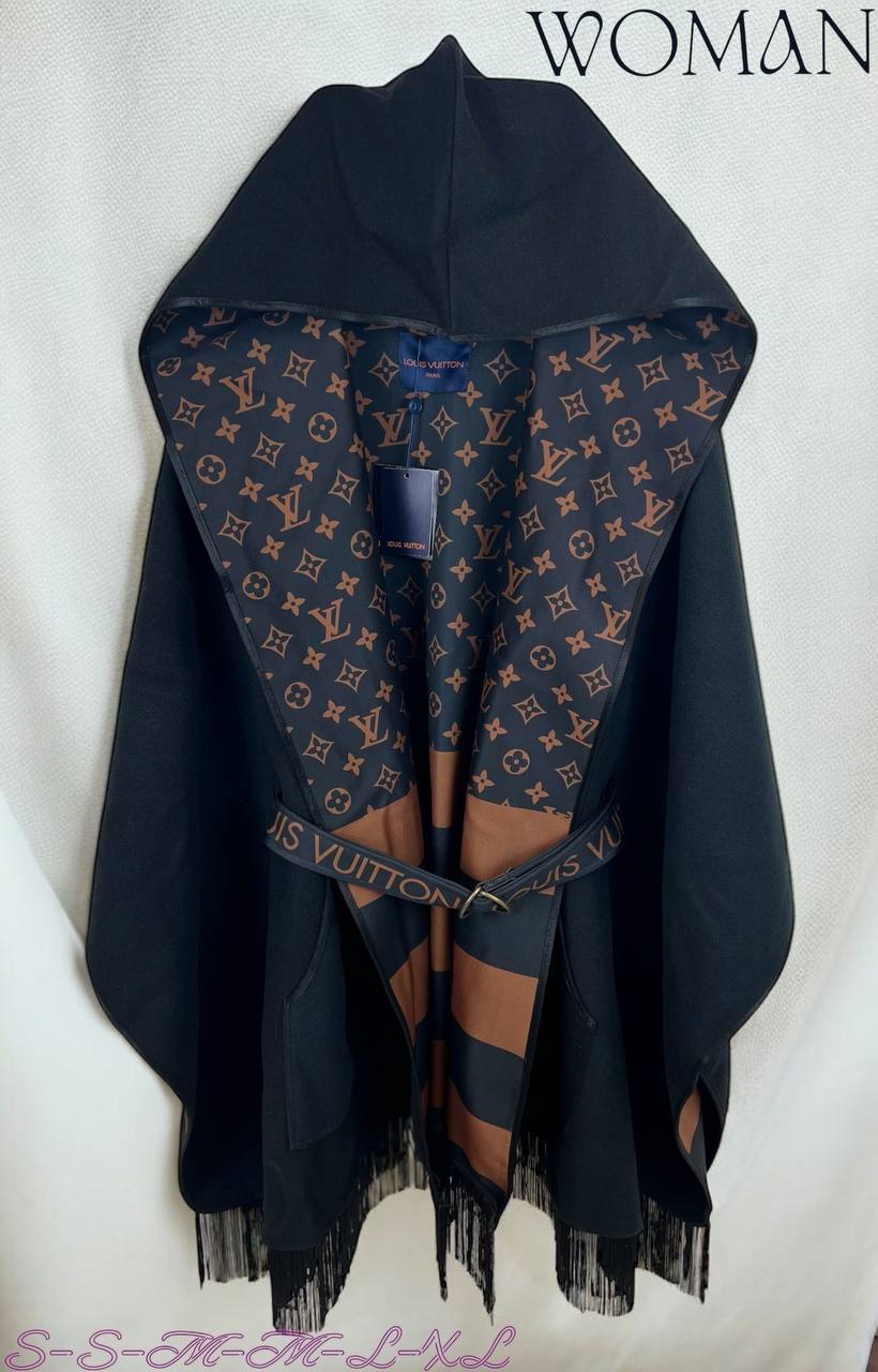 Louis Vuitton Monogram Hooded Coat Black