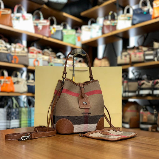 Burberry Canvas Bucket Bag Brown