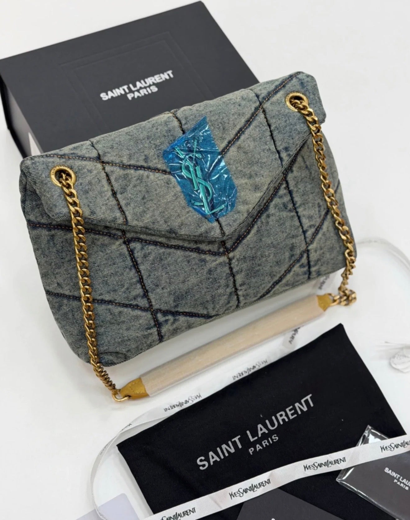 Saint Laurent Denim Puffer Bag