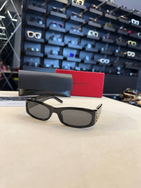 Saint Laurent Slim Rectangle Sunglasses Black Grey