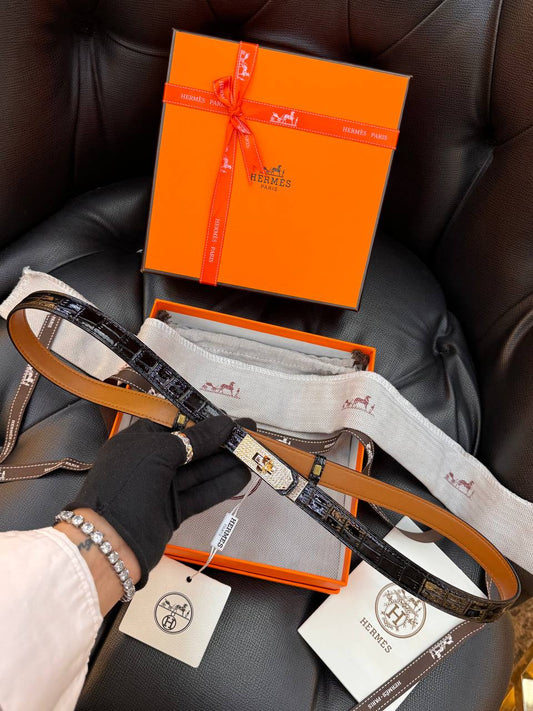 Kelly Belt Croco Black