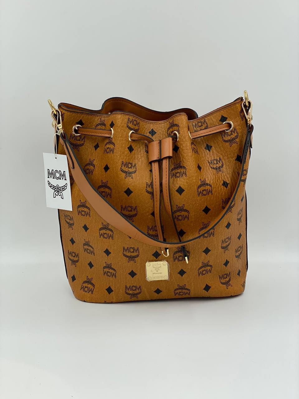 MCM Bucket Bag Cognac Visetos