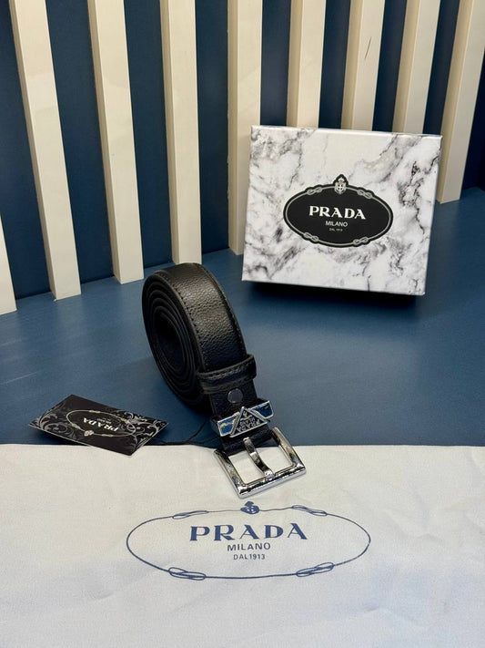 Prada Leather Belt Silver Buckle