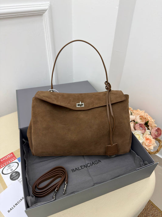 Balenciaga Suede Shoulder Bag Brown