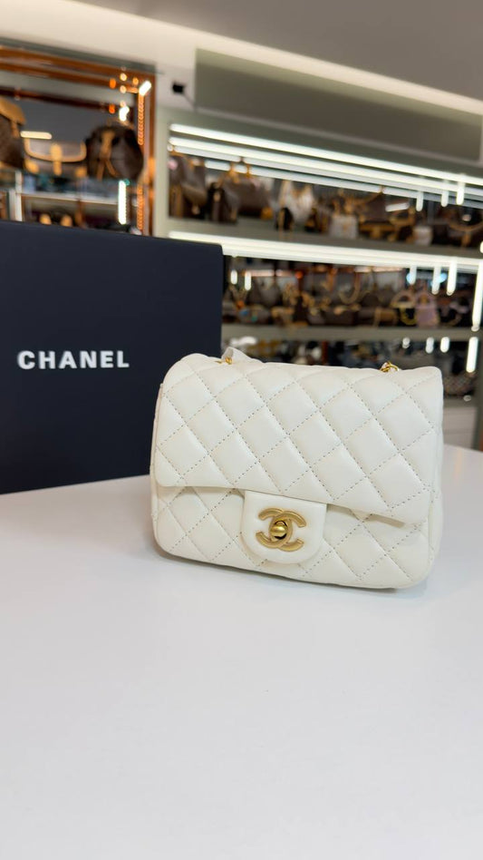 Chanel Mini Classic Flap Bag White Lambskin