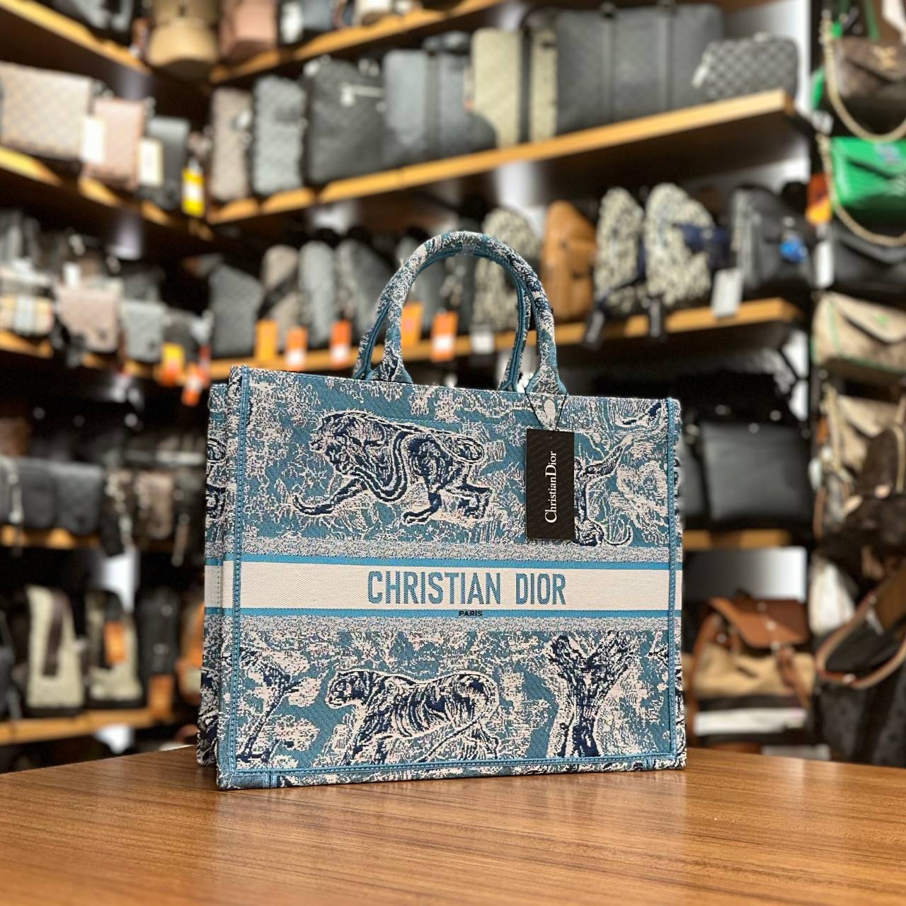 Christian Dior Book Tote Toile de Jouy Μπλε