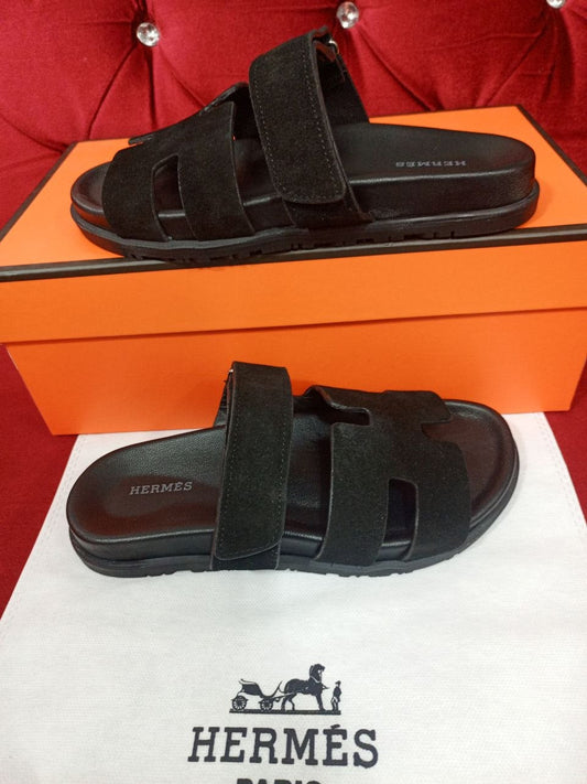 Hermès Chypre Suede Sandals Black
