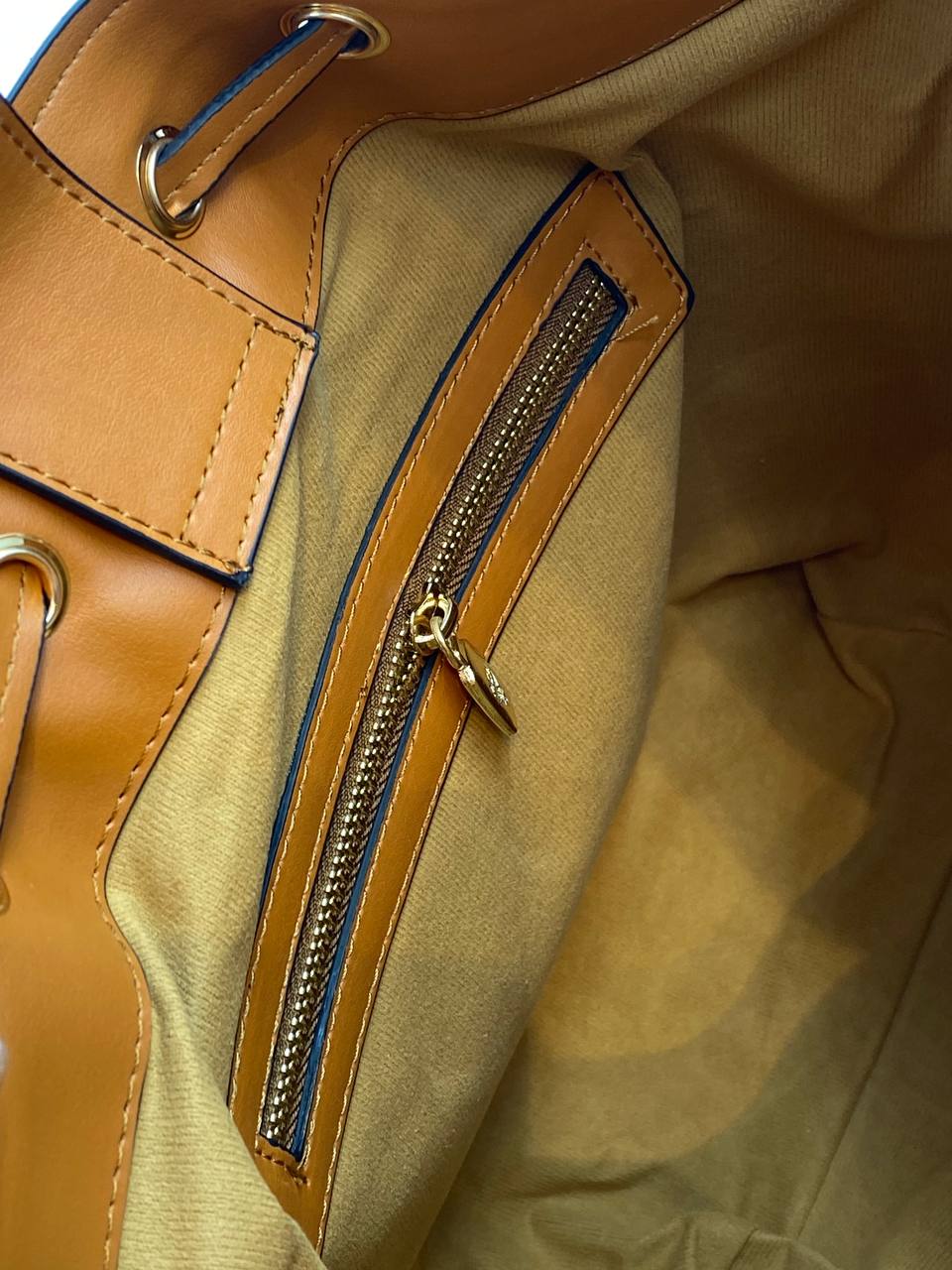 MCM Bucket Bag Cognac Visetos