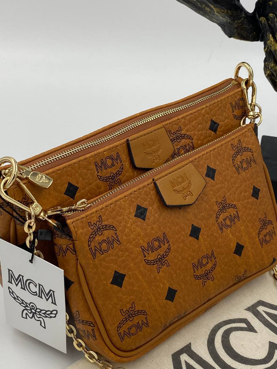 MCM Tracy Shoulder Bag Cognac with Pouch