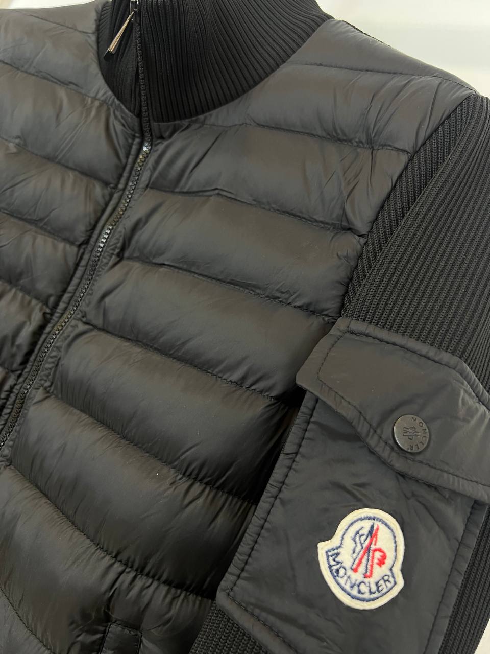 Moncler Knit Sleeve Down Jacket Black