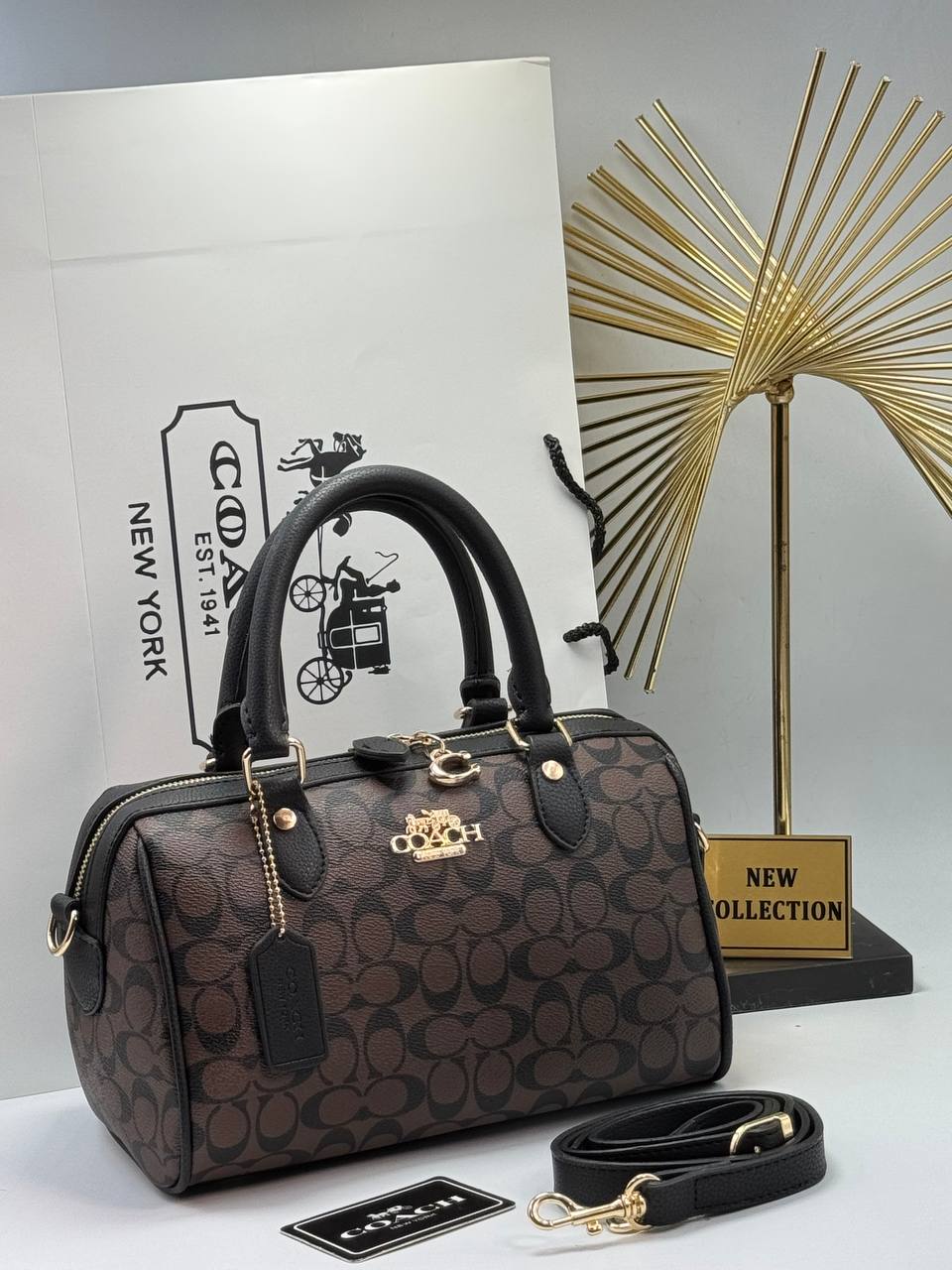 Coach Signature Satchel Bag Brown