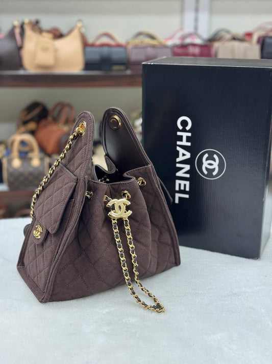 Chanel Πουγκί Καφέ Suede