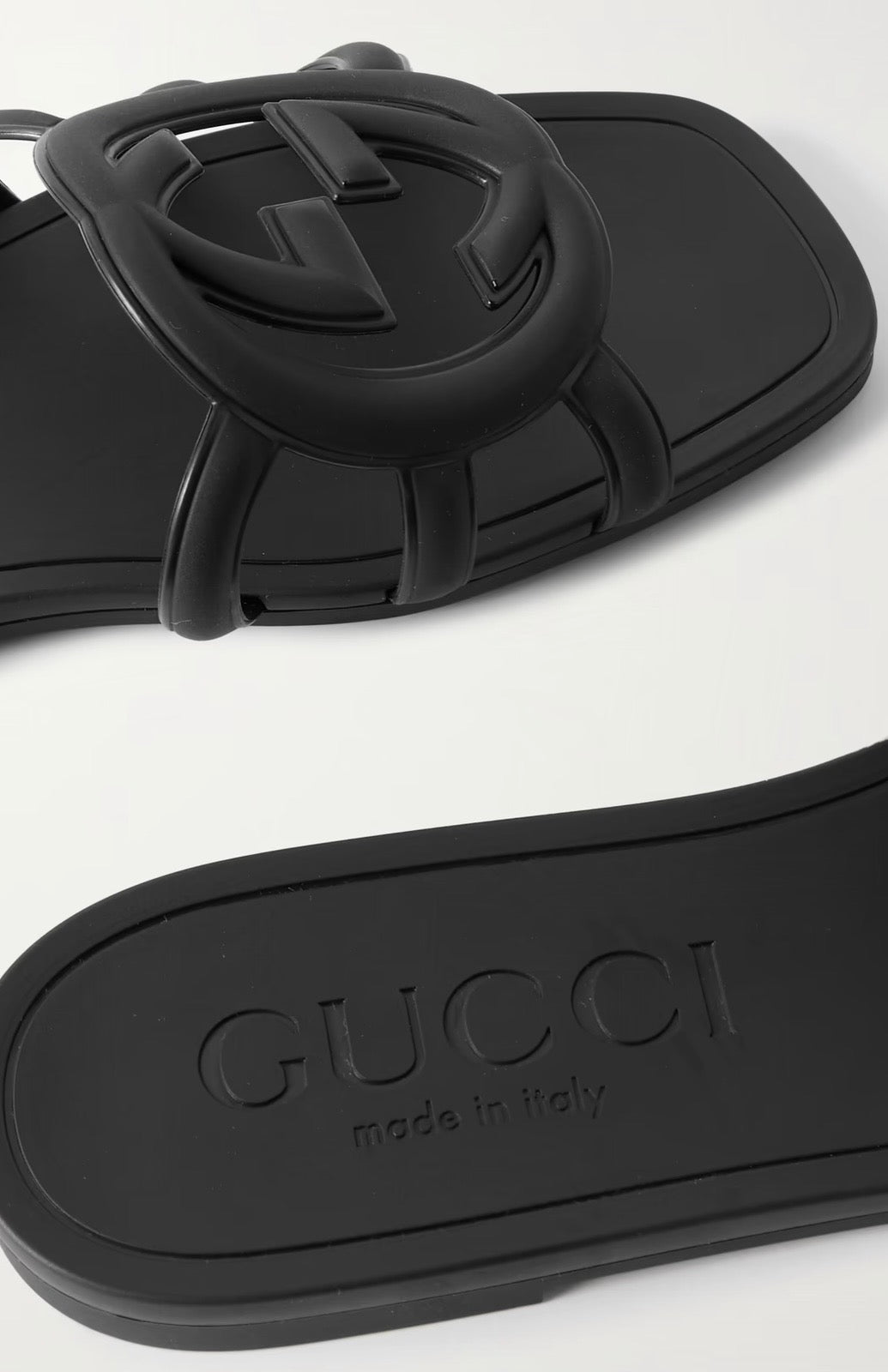 Gucci Interlocking G Rubber Slide Sandals Black