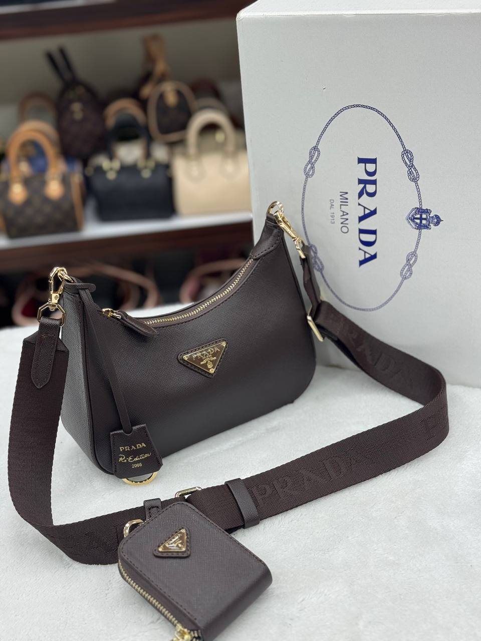 Prada Re-Edition Shoulder & Crossbody Bag Brown