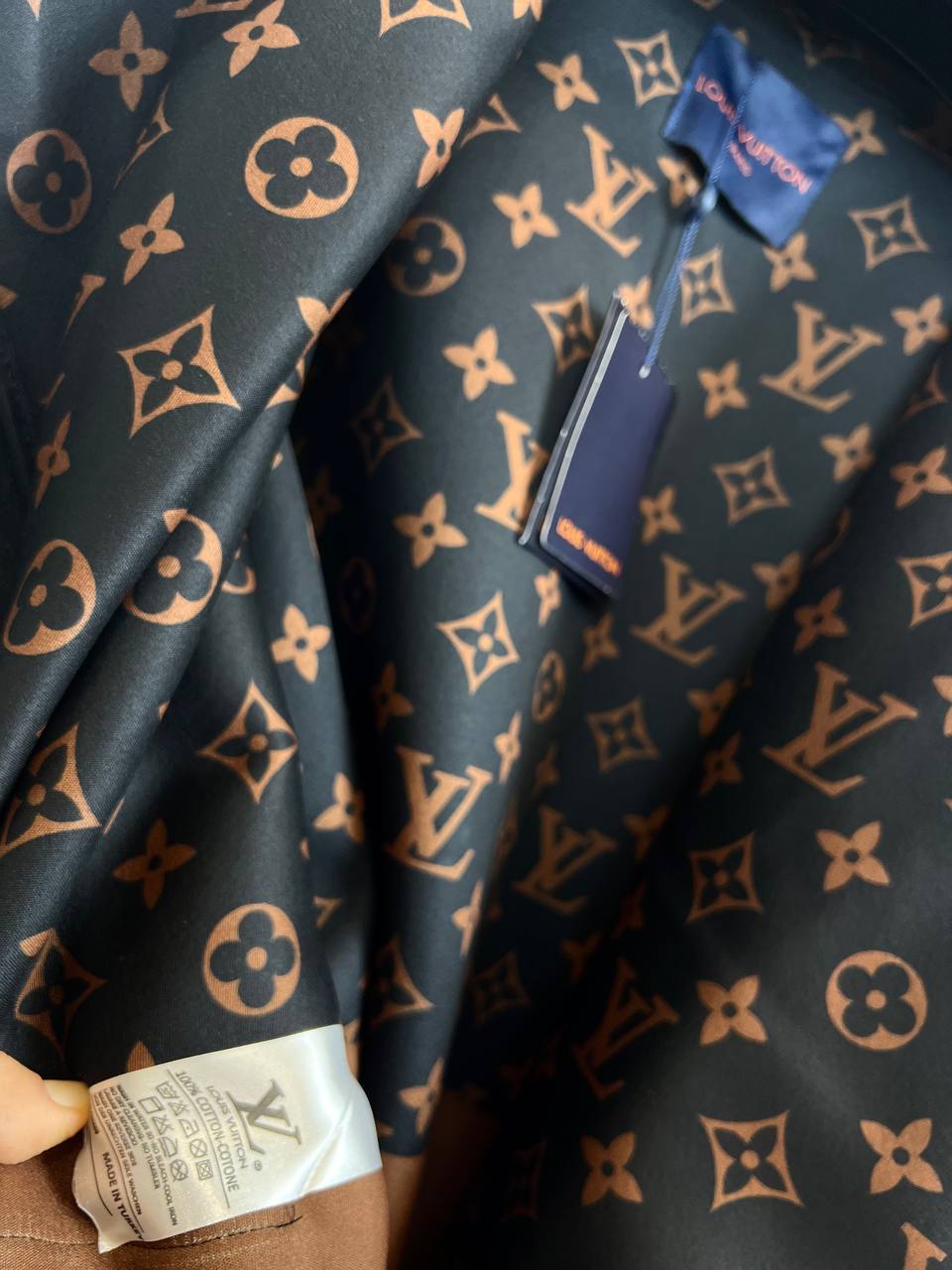 Louis Vuitton Monogram Hooded Coat Black
