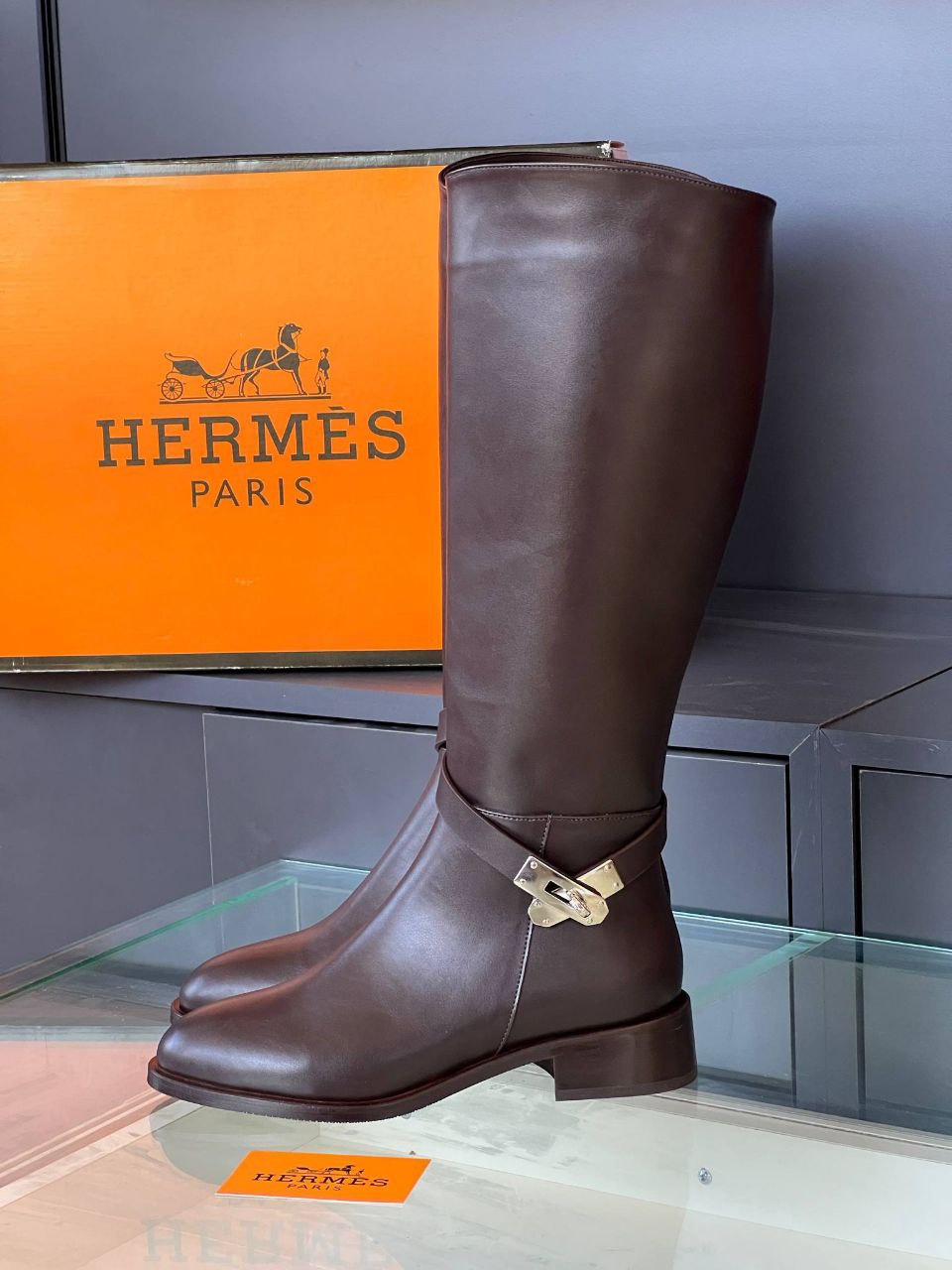 Hermes Μπότες Kelly Καφέ