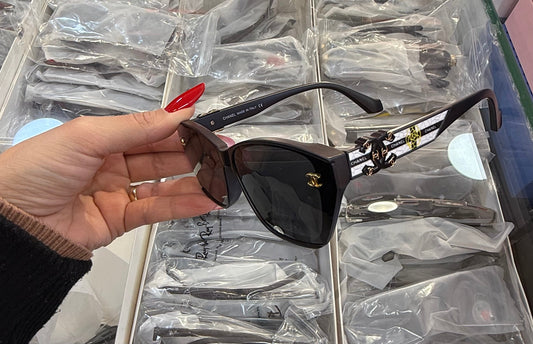 Chanel CC Logo Rectangular Sunglasses Black
