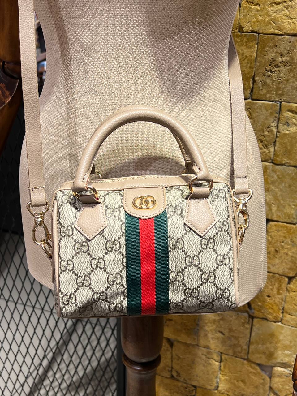 Gucci Ophidia Top Handle Bag Beige