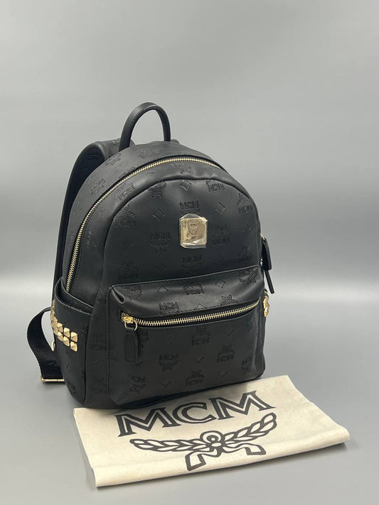 MCM Stark Backpack Black Studded Visetos