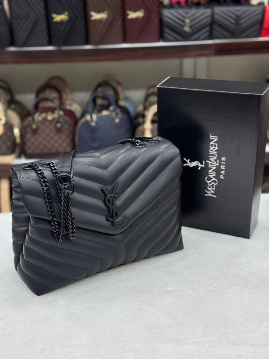 Saint Laurent Loulou Puffer Chain Bag Black