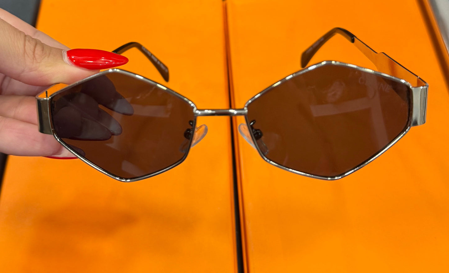 CELINE Triomphe Metal Geometric Sunglasses Gold