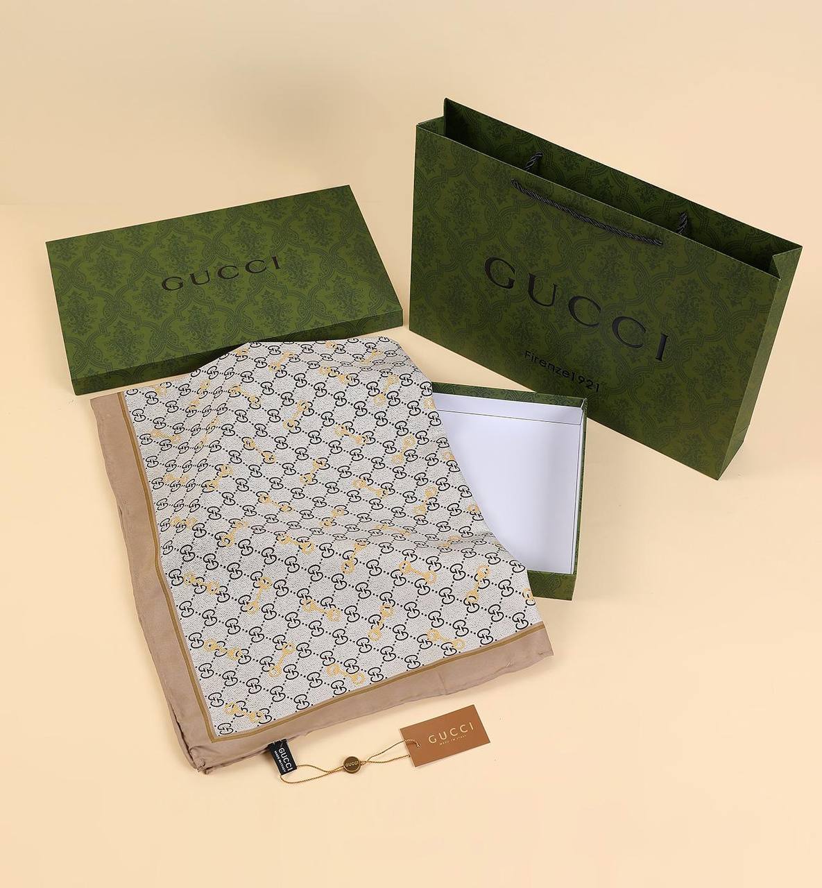 Gucci Silk Scarf Beige