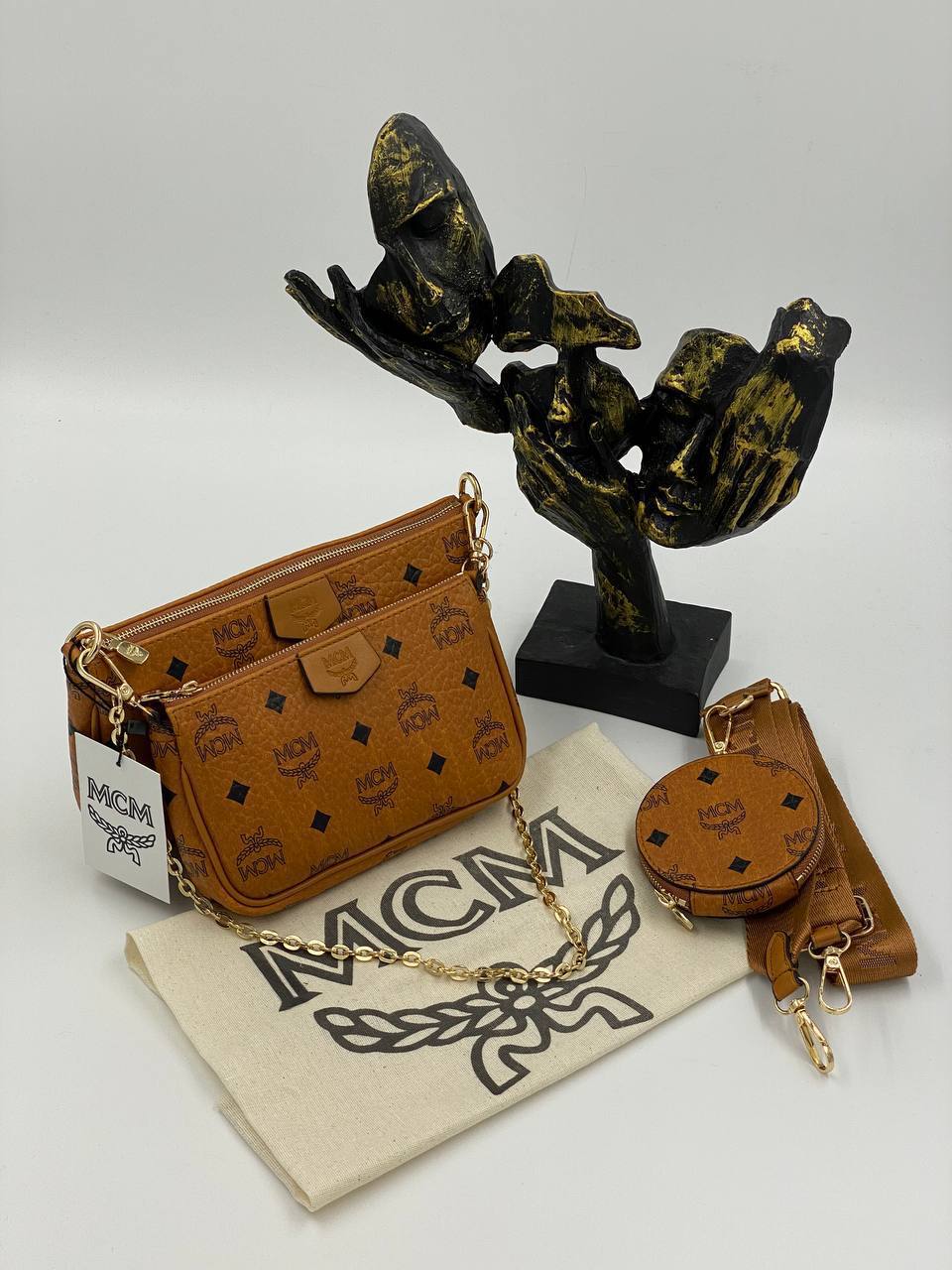 MCM Tracy Shoulder Bag Cognac with Pouch