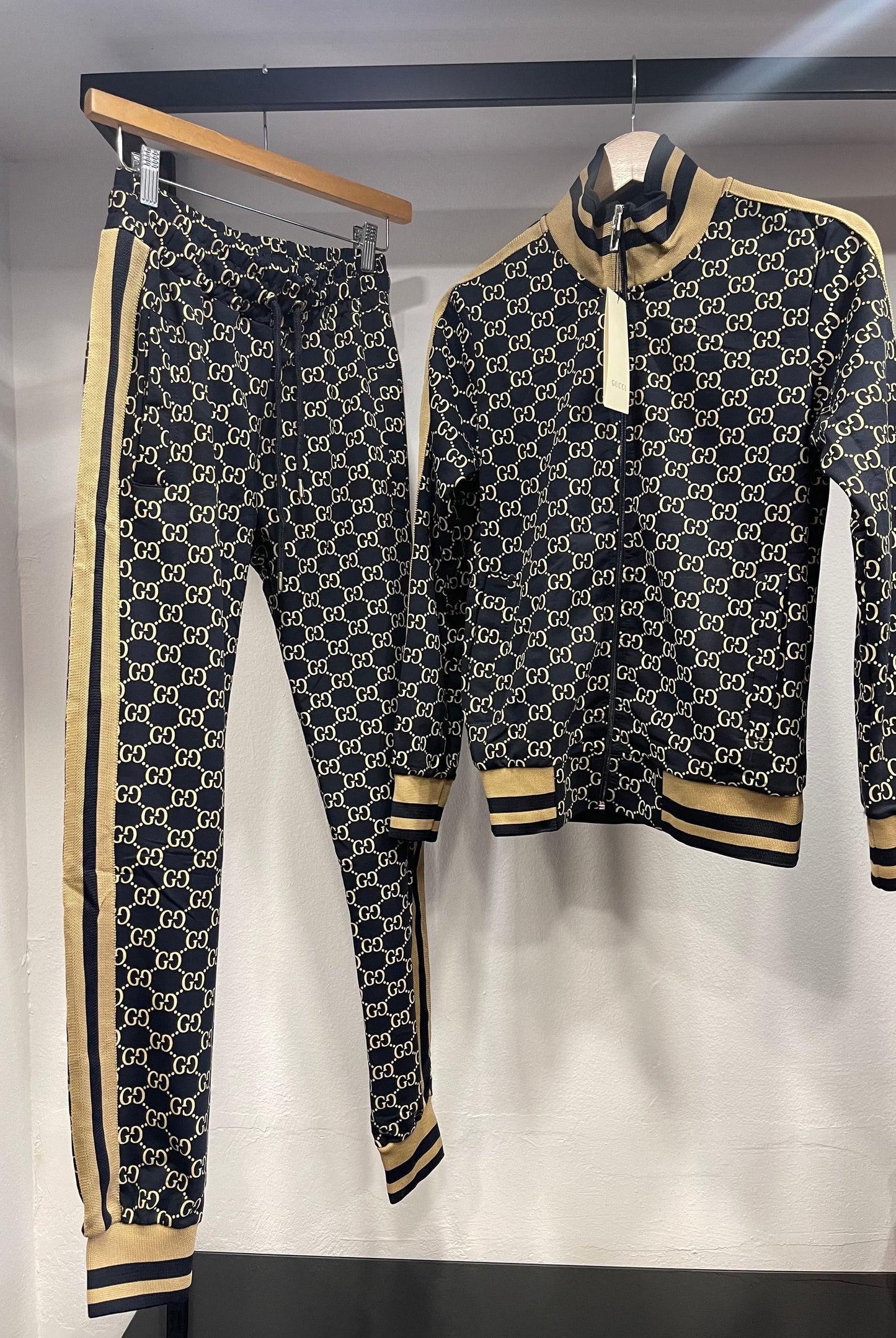 Gucci GG Cotton Tracksuit Black/Beige