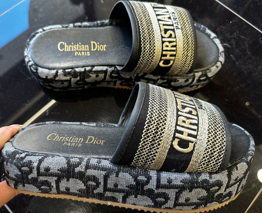 Dior Dway Platform Slide Black Oblique