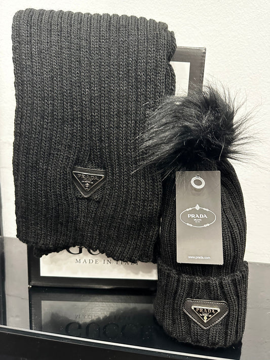 Σετ Κασκόλ και Σκουφάκι Μαύρο