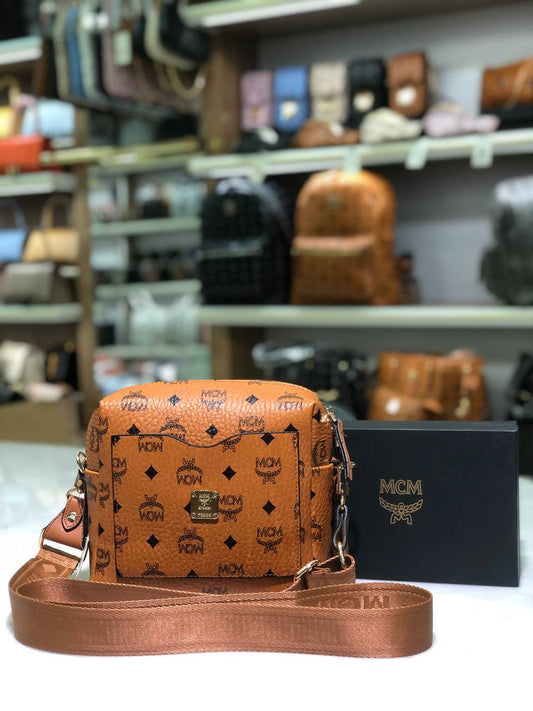 MCM Crossbody Camera Bag Cognac