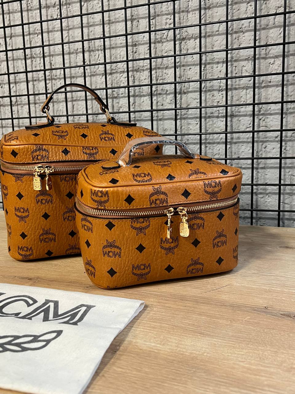 MCM Vanity Case Set Cognac