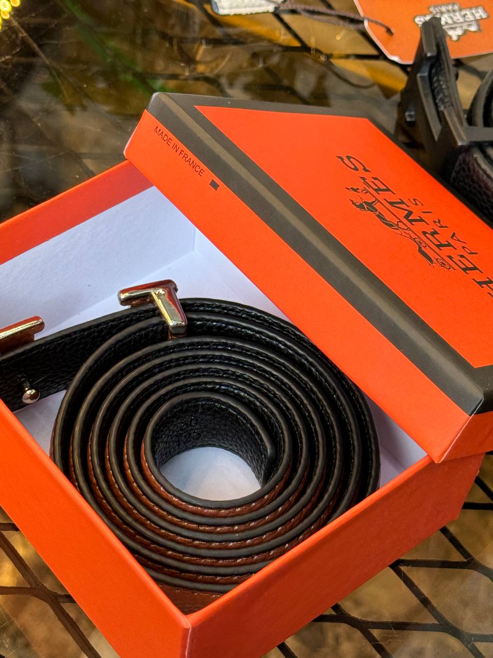 Hermès H Reversible Belt Brown/Black Silver