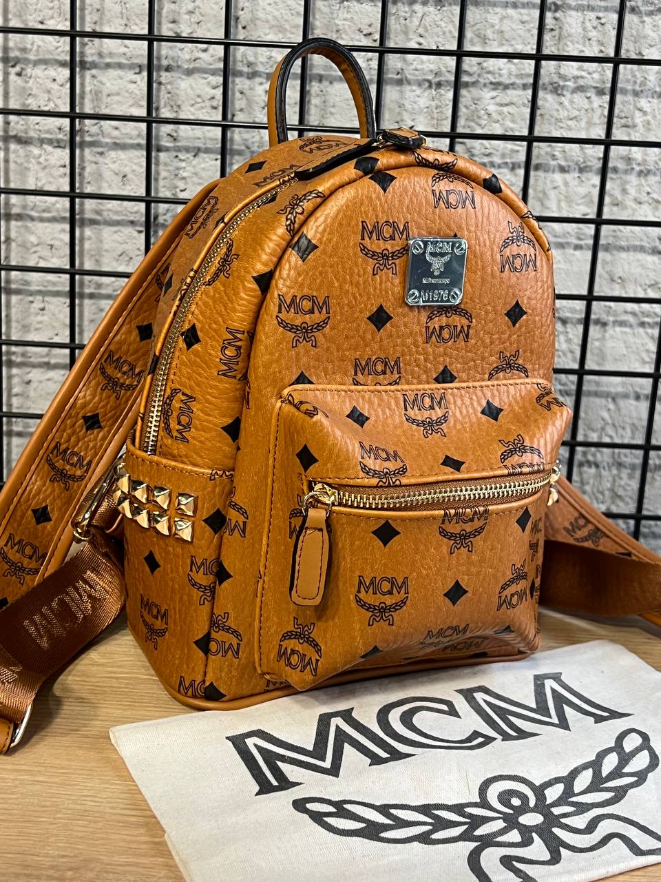MCM Stark Backpack Mini Cognac Visetos